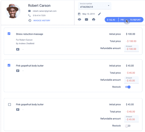Yocale online scheduling point of sale refund