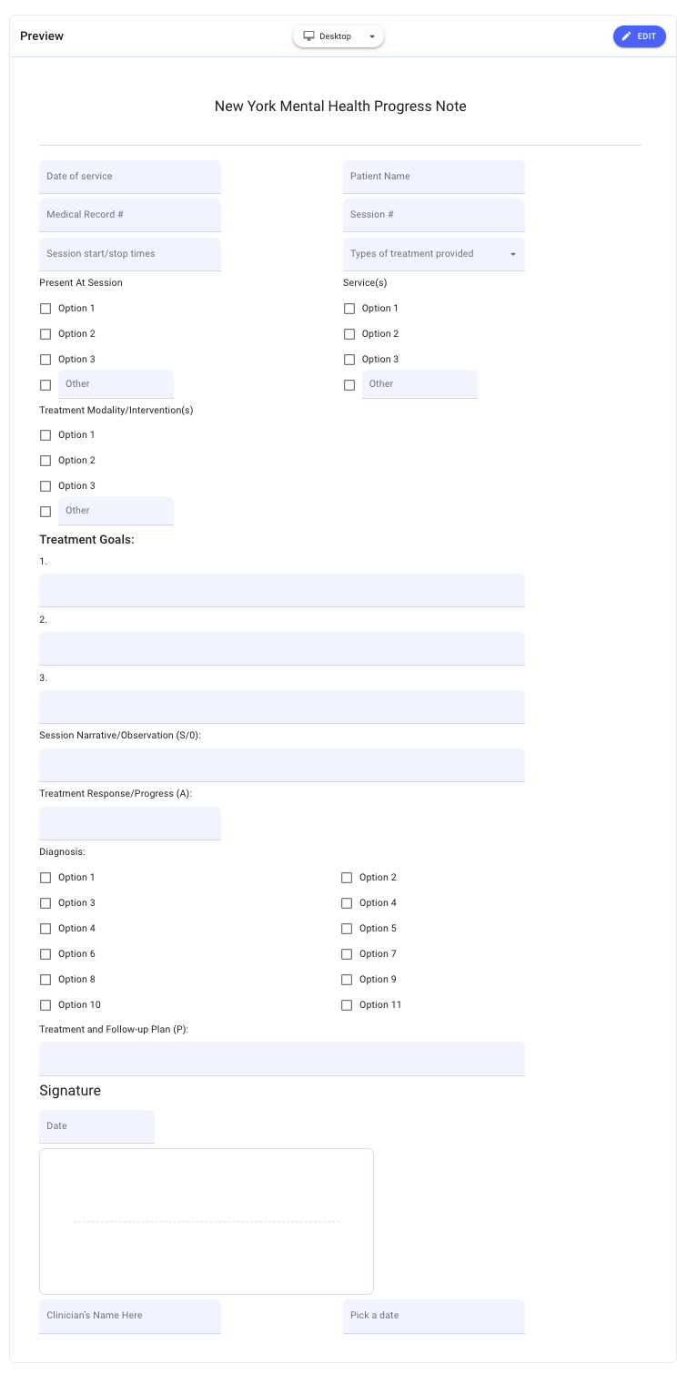an ideal progress note sample