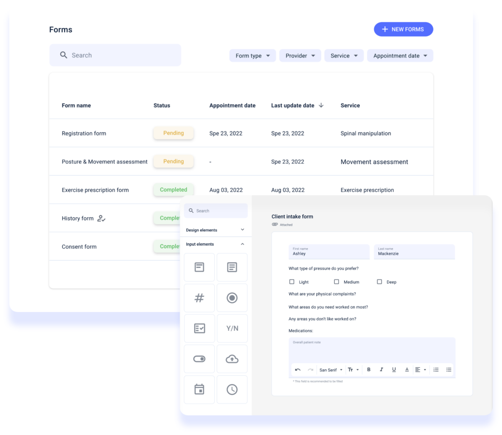 Automated intake & consent forms