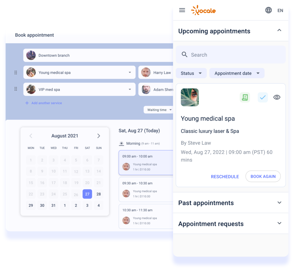 24 7 online booking + Client portal