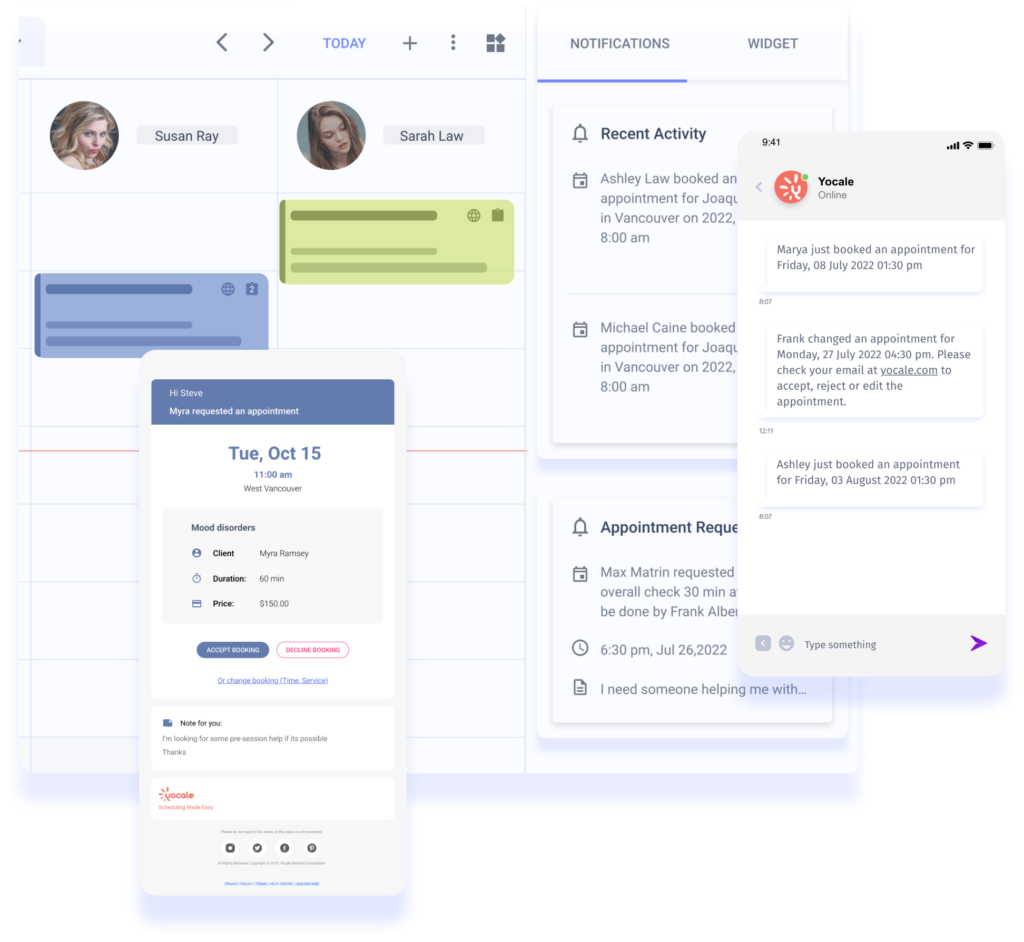 Admin & Therapist notifications