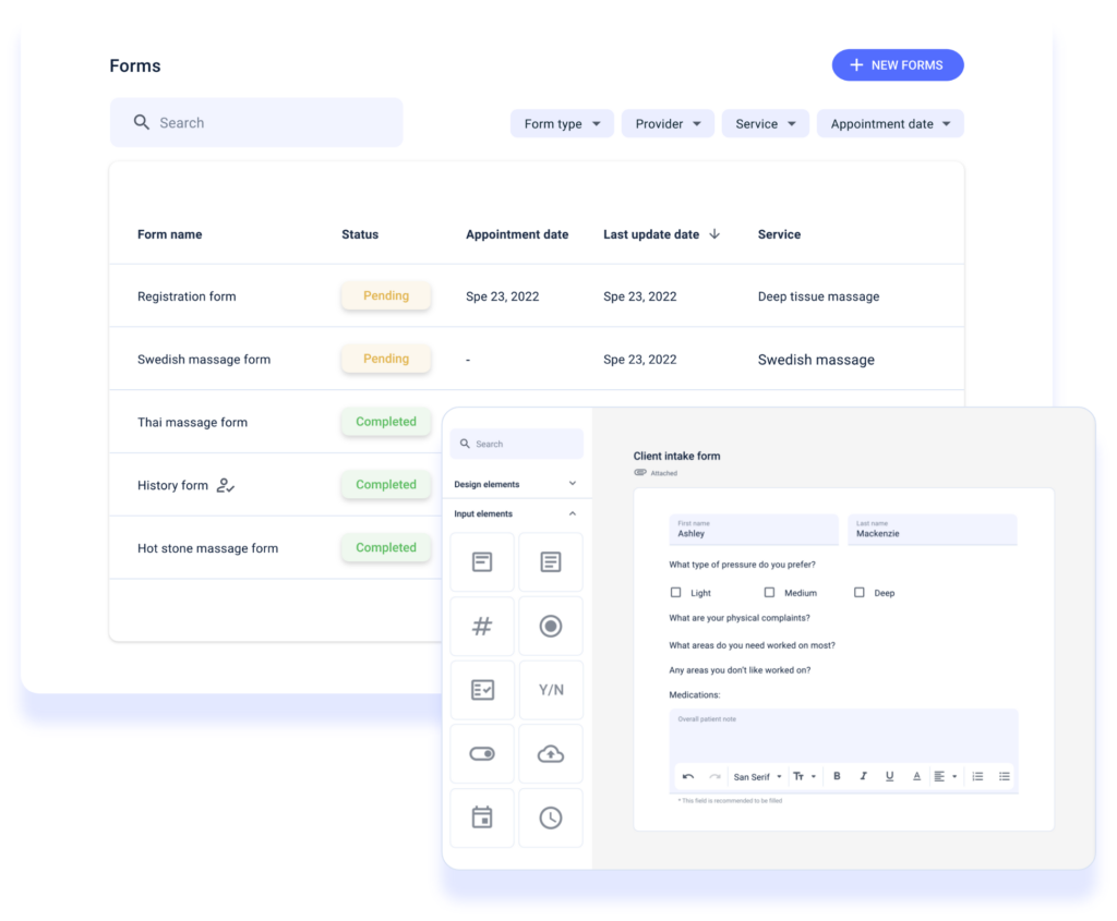 Automated intake & Consent forms