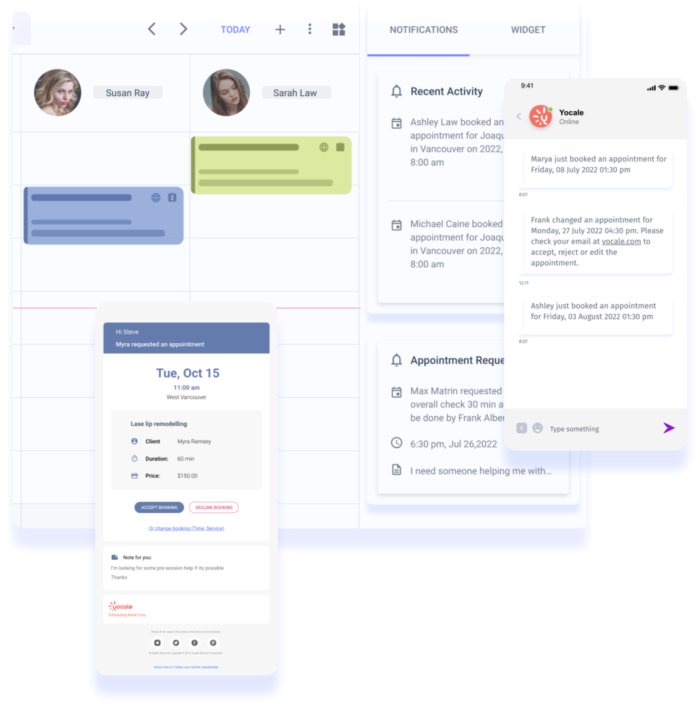 Reception & Esthetician notifications